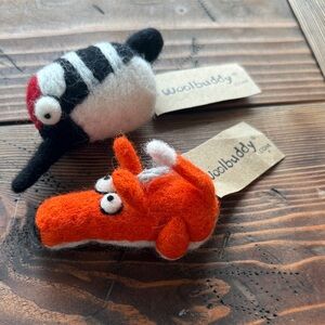 Orange Felt Fox & woodpeckerToy for Kids